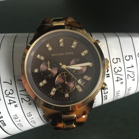 Michael Kors Showstopper Chronograph Tortoise Shell Women’s Watch MK5609 - Picture 7 of 16